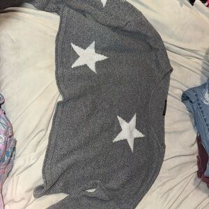 SHEIN Gray Sweater with White Star Design